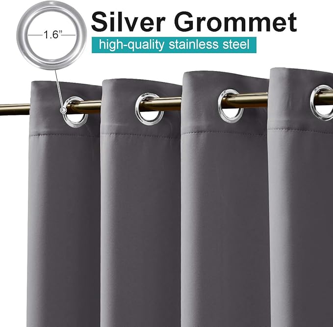 NICETOWN Outdoor Curtain for Patio Waterproof Extra Wide 100", Blackout Vertical Blinds Thermal Insulated Stainless Steer Grommet Indoor Outdoor Divider for Public Space, Grey, 1 Piece, 84" L