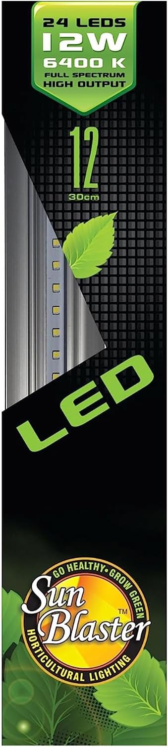 SunBlaster 12'' 6400K Full Spectrum 12W Self Cooling High Output 24 HPF LED Strip Light Indoor Horticulture Greenhouse Plant Grow Lamp