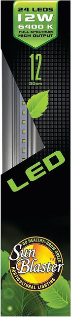 SunBlaster 12'' 6400K Full Spectrum 12W Self Cooling High Output 24 HPF LED Strip Light Indoor Horticulture Greenhouse Plant Grow Lamp