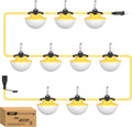 100FT LED Construction String Lights 130W 16000LM Industrial String Work Lights, 2Prong,IP65 Waterproof 18AWG Wire 5000K Super Bright for Construction Sites Temporary Work Jobsites Outdoor Lighting