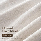miulee 4 panels pinch pleated linen curtains 108, close-up detail