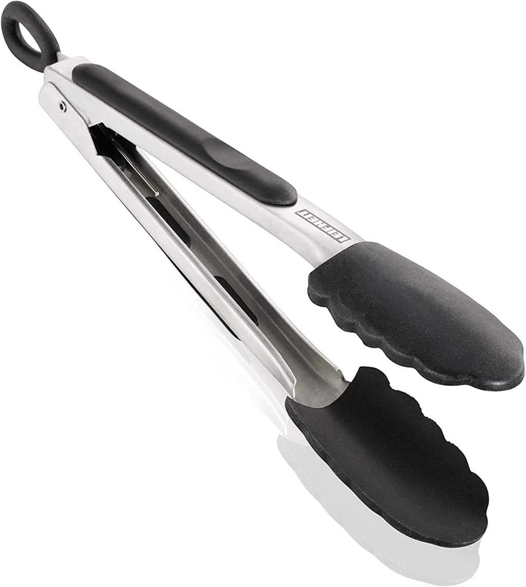 Leifheit Stainless Steel Grill & Kitchen Tongs with Silicone Covers, Silver, Black, 28.5cm x 4.2cm, 1pc