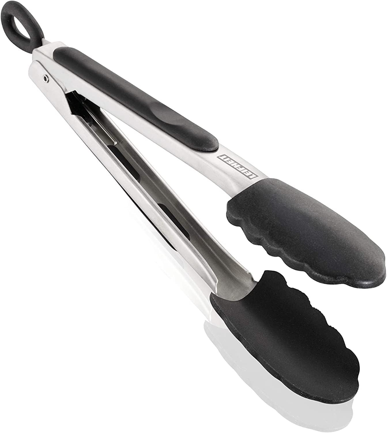 Leifheit Stainless Steel Grill & Kitchen Tongs with Silicone Covers, Silver, Black, 28.5cm x 4.2cm, 1pc