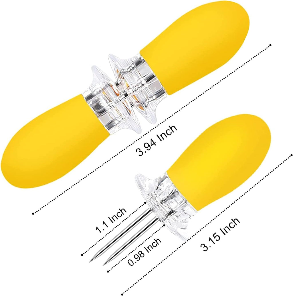18 Pcs Stainless Steel Corn Cob Holders with Butter Spreading Tool | Colorful Silicone Handle, Interlocking Corn Holders, Fruit Meat BBQ Forks Skewers, For Home Cooking Party Camping Picnics
