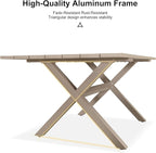 PURPLE LEAF 11 Pieces Patio Dining Set with Outdoor Aluminium Dining Table and Woven Rattan Chairs Modern Metal Furniture Cushions Sets for Garden Yard Indoor Decor Kitchen Champagne