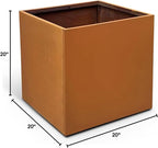 Corten Steel Planter Box Outdoor Planter Metal Square 20 Inch Large Steel Flower Pot Rustic Cube Patina Tall Plant for Commercial Residential Patio Yard Garden