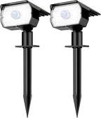 nipify Solar Spot Lights Outdoor Motion Sensor with 3 Modes, Solar Spotlights Outdoor Waterproof 2-in-1 Auto On/Off Landscape Lighting for Outside Yard Wall Garden Pathway, Cool White