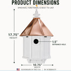 Handmade Copper Roof Bluebird House for Bluebirds & Songbirds, Made in USA (H8C) (Custom Mount)