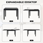 Grand patio 7-Piece Outdoor Dining Set for 6 with 1 Rectangle Expandable Table for 4-6 Person, Metal Woven Wicker Swivel Patio Chairs with Thickened Cushions for Yard, Poolside, Deck (Black)