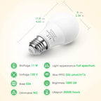 Grow Light Bulbs, LED Grow Light Bulb A19, Full Spectrum Light Bulb | Grow Bulb E26 Base, 11W Plant Light Bulbs 100W Equivalent, Grow Light Bulb for Indoor Plants, Flowers, Greenhouse, 2 Pack