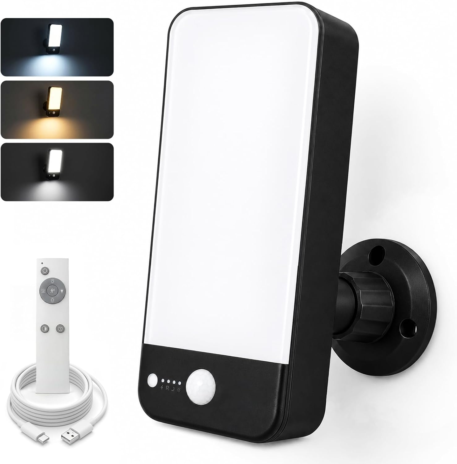 Rechargeable Motion Sensor Outdoor Wall Light, 10000mAh 1 Pack | 3 Modes 3 CCT Dimmable with Remote, IP65 Waterproof Security Lamp for Porch, Patio, Garage, Garden & Yard