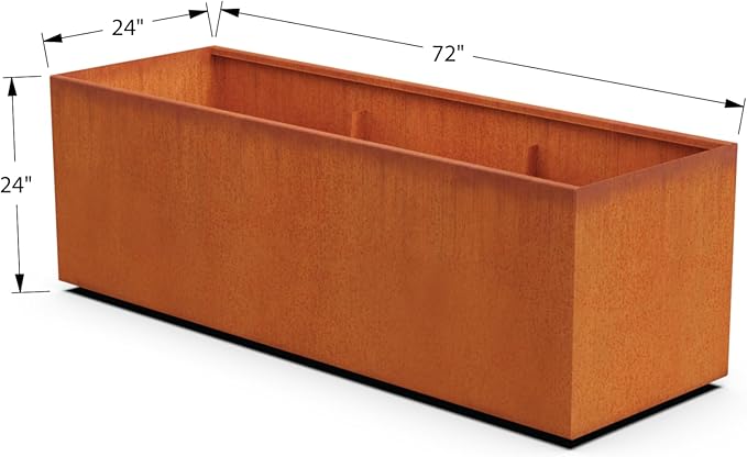 PLANTERCRAFT Corten Steel Planter Rectangle Outdoor Metal Garden Box Heavy Duty | Made in USA | Fully Assembled