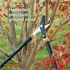 fiskars 28" power-lever garden bypass loppers, 1.75" cut showing dimensions