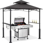 ABCCANOPY 8x5 Grill Gazebo - Outdoor BBQ Canopy Shelter with Led Light for Patio Backyard Grilling (Dark Gray)