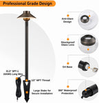 Brass Low Voltage Pathway Lights, 12V Hat-Top Bronze IP65 Waterproof LED Landscape Walkway Lights for Yard Driveway（G4 Bulb, Transformer & Wire Sold Separately）