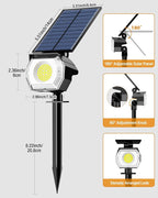 btfarm 2 Pack Solar Spot Lights Outdoor Waterproof IP65, 52 LED Landscape Lights 3 Lighting Modes, Spotlights Outdoor for Outside Yard Garden Tree (Warm White)