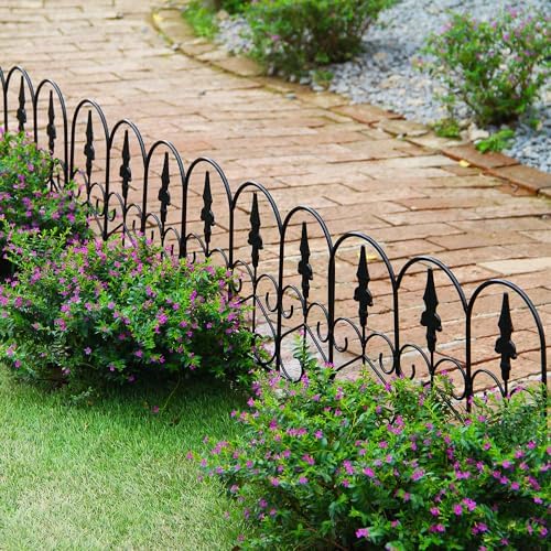decorative garden fence metal fence border 18" h, side view