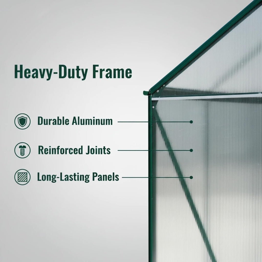 6x8 ft greenhouse, walk-in heavy duty polycarbonate outdoor, package contents