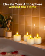 SoulBay Rechargeable Flameless Tea Lights, Up to 100H Runtime Flickering LED Votive Candles with Remote & Timer, 1.38" Warm White Fake Wax for Holiday Centerpieces & Home Decor, Set of 6
