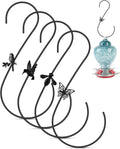 PACETAP Bird Feeders Hanger 12-Inch, 4PCS Metal Hummingbird Feeder Hooks, Heavy Duty Plant Hangers Outdoor for Hanging Plants, Wind Chimes, Christmas Ornaments and More (Black)