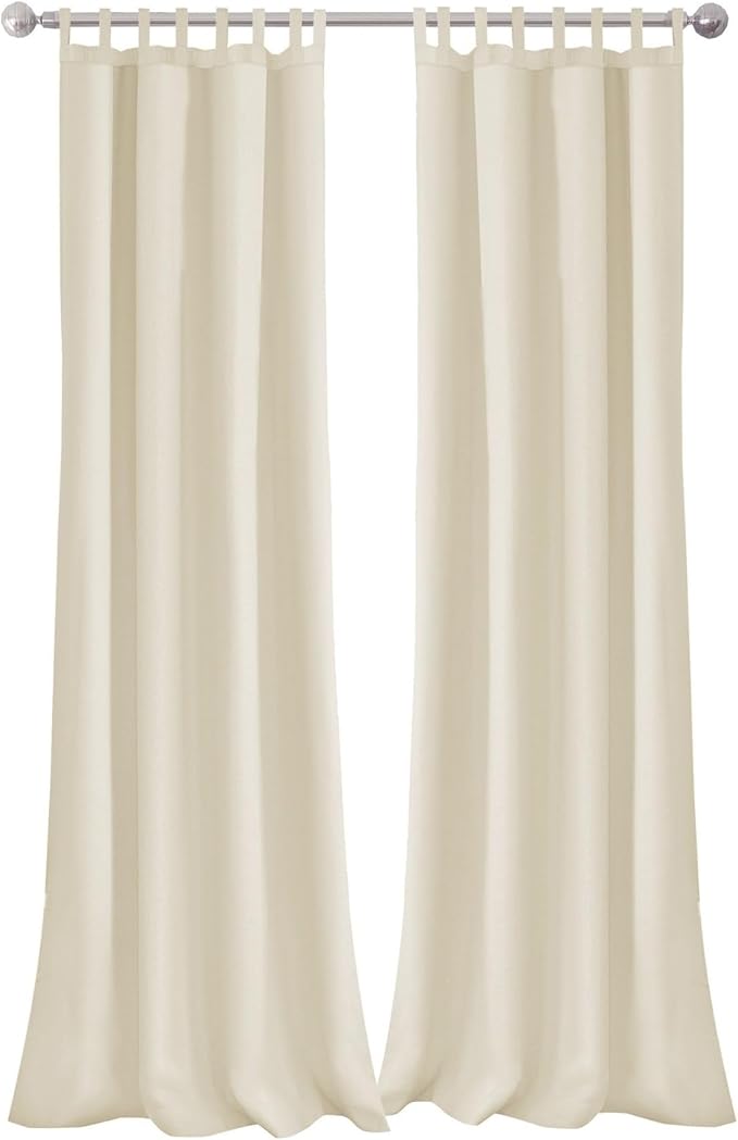 Elrene Home Fashions Matine Weatherproof Tab-Top Indoor/Outdoor Solid Color Curtain Panel for Porch, Pergola, Patio, Deck, 52”W x 95”L, Ivory