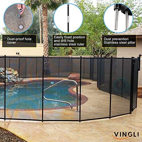 vingli pool fence 4ft x 12ft inground pool shown in use