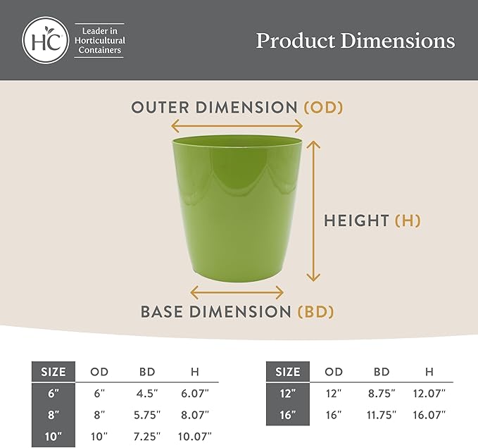 The HC Companies Aria Round Self-Watering Pot - Lightweight Plastic Planter for Herbs & More - Durable Plant Pots for Indoor Plants & Outdoor Plants (10" Glossy Black, Pack of 1)