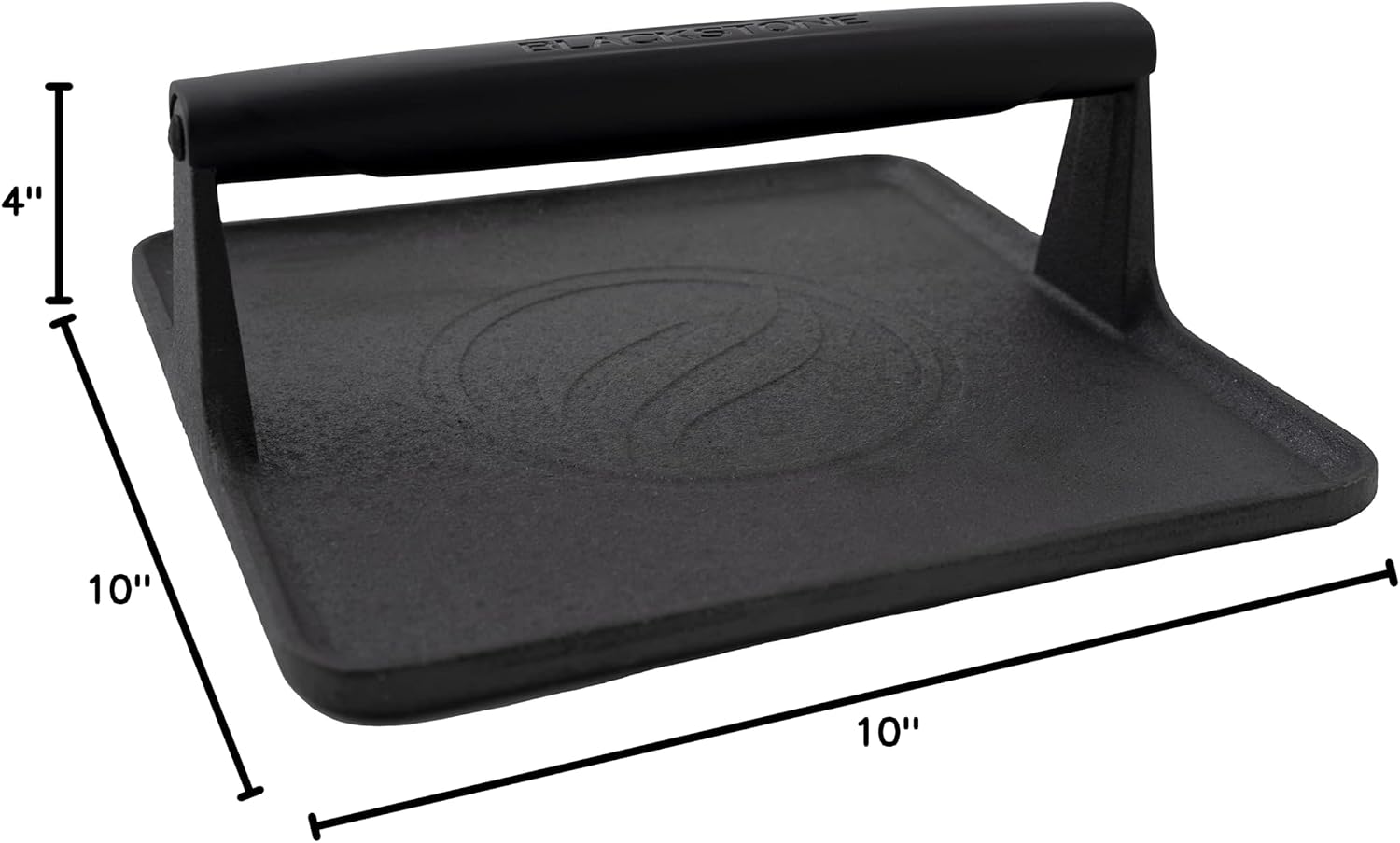Blackstone 5554 Pre-Seasoned Cast Iron Griddle Grill Press, 10" x 10" x 4" | Signature, XL Extra Wide Base, Heavy Duty, Heat Resistant Handle, Square