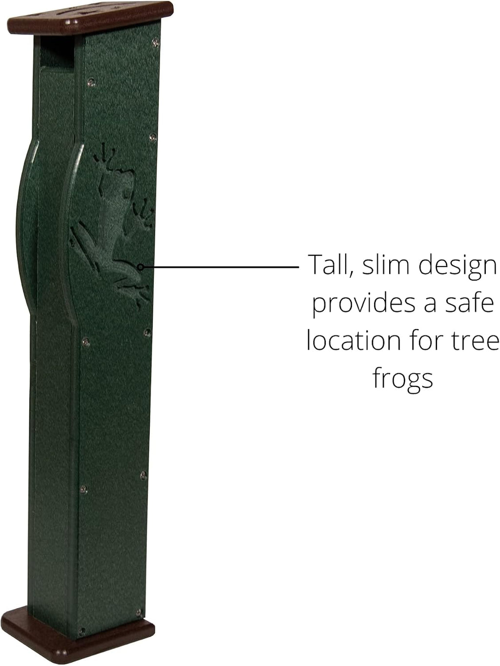 Deluxe Poly Lumber Tree Frog House - Attract Many Species of Tree Frogs - Made in the USA (Green Body/Brown Roof)