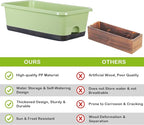 Window Box Planter 6 Pcs, 17 Inches Rectangle Flower Pots with Drainage Holes and Trays, Vegetable Planters for Windowsill Patio Garden Balcony Home Indoor Outdoor (Light Green, 18*10*6 inch)