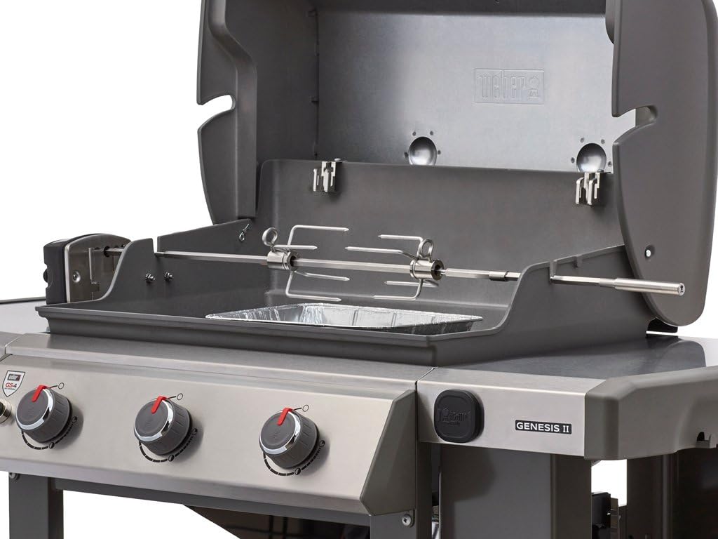 Weber® Grill Rotisserie Kit for Genesis II 200/300 Series | Great for Slow Roasting Chicken, Ribs, or Turkey on your Weber® Grill; Includes Spit, Forks, and Motor - Grill Accessories
