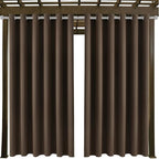 Water Proof Outside Curtains with Grommet Top for Porch, Thermal Insulated Washable Light Block Outdoor Divider Drapes for Patio Gazebo Deck Pool Area Pergola Cabana (W84 x L120, Brown, 2 Panels)