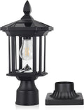 Solar Post Light, Outdoor Waterproof LED Pillar Lights with Glass and Pier Mount Base Solar Lamp Post Light ST4368Q Fits 6x6 Wooden Posts for Gates Yard Pole Column Garden Deck Pathway Driveway