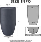 Kante 24 Inch Tall Round Concrete Planter, 2 Pack Large Indoor Outdoor Plant Pots with Drainage Hole and Rubber Plug, Modern Decorative Garden Pots for Home Patio Porch, Charcoal