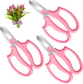Housolution Flower Scissors, 3PCS Premium Steel Pruning Shears, Pink | Strong Floral Shears, Floral Fruits Leaf Scissors Hand Pruner Snip Trimming Tool for Gardening Flower Arrangement