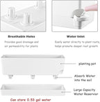 4 Pack Self Watering Pots for Indoor Plants 17 Inches Window Boxes Planters Rectangular Flower Pots Rectangle Herb Pots Large Plant Pots with Drainage Holes and Saucers Windowsill Planter, White