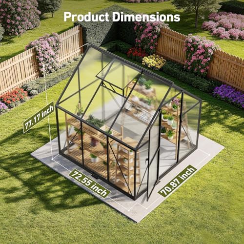 6x6 ft walk in greenhouse with hygrometer, windproof shown in use