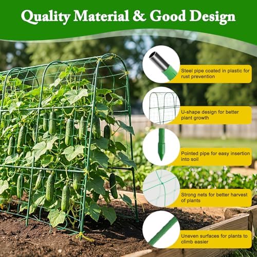 48x46 in u-shape cucumber trellis for climbing plants, side view
