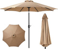 OLIXIS 9ft Patio Umbrella with Tilt and Crank Button & 8 Sturdy Ribs Waterproof, Patio Table Umbrella Perfect for Poolside, Terrace, Beach and Outdoor Restaurant, Brown