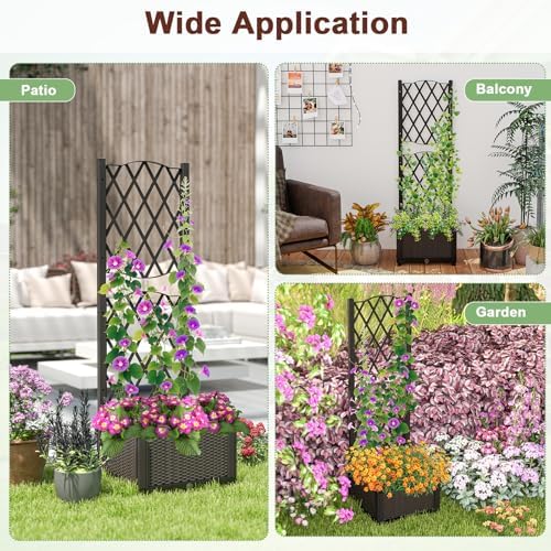 giantex raised garden bed w/trellis, garden planter for shown in use