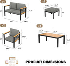 homrest aluminum outdoor furniture set, 6 pcs metal shown in use