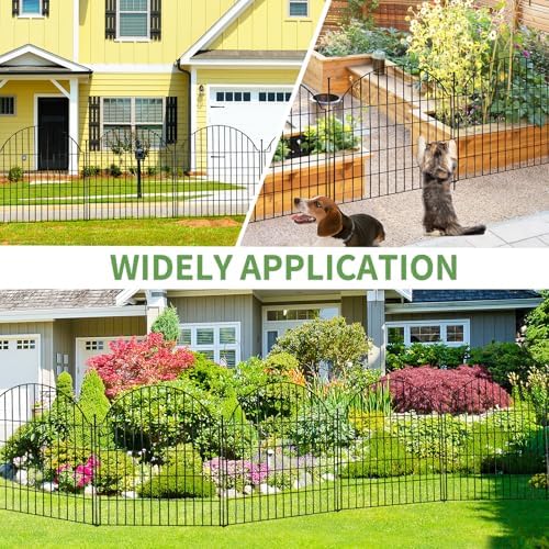 5 panels no dig decorative garden fence with showing dimensions