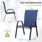UDPATIO Patio Chairs Set of 4, Stackable Outdoor Dining Chairs with High Back, Breathable Textilene Fabric Outdoor Chair All Weather, 350LBS Capacity for Garden/Backyard (Blue)