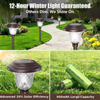 BEAU JARDIN 8 Pack Solar Pathway Lights Outdoor Solar Powered Waterproof Glass Christmas Gift High Lumen for Garden Landscape Path Yard Walkway Driveway White Color Changing Bronze