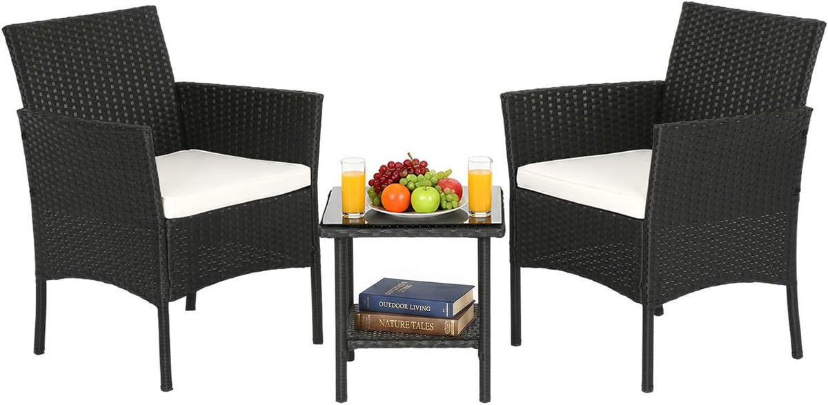 fdw 3-piece patio furniture set | black & shown in use