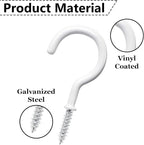 12 Pcs Ceiling Hooks for Hanging Plants, Cups, Utensils and Christmas String Lights, 1-1/4 inch Vinyl Coated Screw-in Plant and Cup Hooks for Wooden and Drywall with Anchors - White & Black