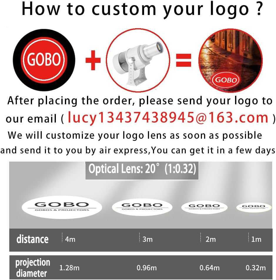 110W GOBO Projector Custom Logo Led Light HD Image for Business Indoor Outdoor Ip67 Waterproof Rotating Advertising Projection Light for Floor Wedding (White)