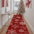 Xmas Snowflake Runner Rug 3x8 Red Washable Non Slip for Hallway | Soft,Low Pile,Snowflake Holiday Decor,for Kitchen,Hallway,Entryway,Laundry Room,Narrow Spaces