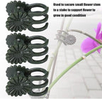 Decorative Metal Plant Trellis for Indoor Potted Plants – Leaf Shape Vine Support Stakes with 6 Plant Clips, Black/Green/Gold Garden Trellises for Climbing Plants, Vines (Black 2pcs)