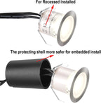 Recessed LED Deck Light Kits with Black Protecting Shell φ32mm, Outdoor Landscape Lighting IP67 Waterproof,12V Low Voltage for Garden,Yard Steps,Stair,Patio,Floor,Kitchen Decoration